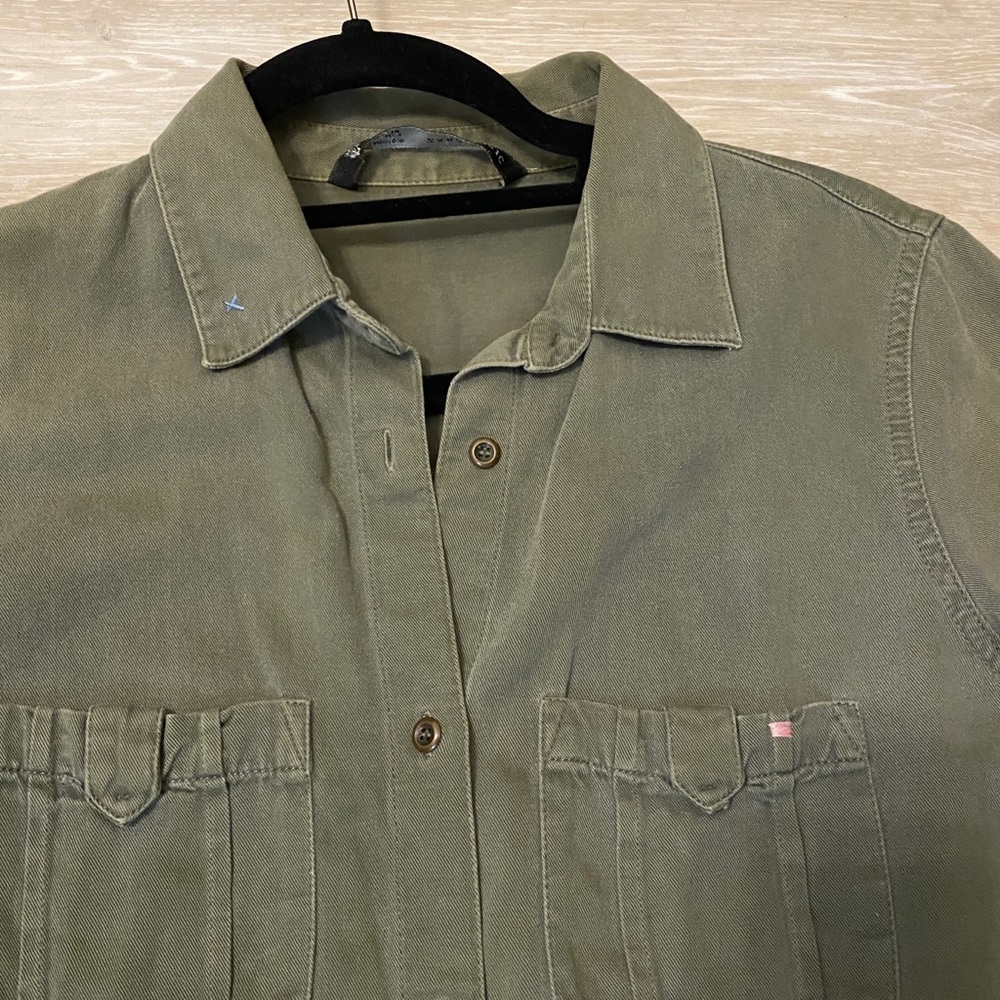 Zara Embroidered by Me Shirt Jacket Olive - Picture 3 of 6